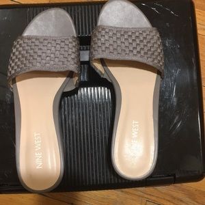 Nine West gray platform/wedge sandals /slip on